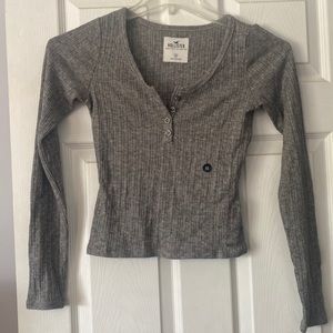 Hollister, Gray sweater, V-neck, x-small
